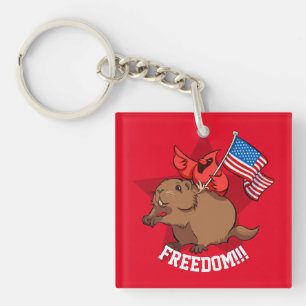 Porte-clés Cardinal rouge excentrique et liberté de marmotte
