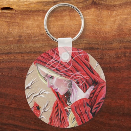 Porte-clés Cardinal Rouge Fille porte - clé de Noël (Verso)