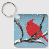 Porte-clés Cardinal Rouge Sur Un Porte - clé De Branche (Recto)