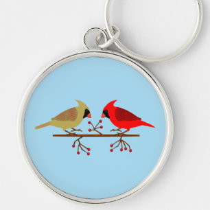 Porte-clés Cardinaux de Noël mignons et baies rouges