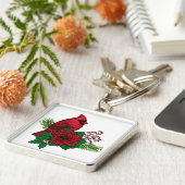 Porte-clés Cardinaux rouges sur décoration de Noël (Côté)