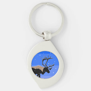 Porte-clés Caribou en hiver - Art original de la faune