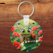 Porte-clés Caricature adorable Ladybug sur une feuille (Verso)