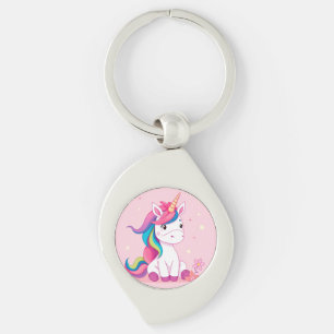 Porte-clés Caricature adorable Unicorne avec Rainbow Mane