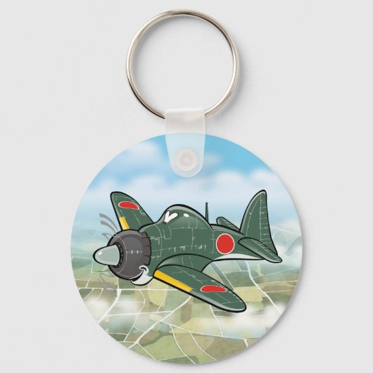 Porte-clés Caricature d'avion A6M Mitsubishi zéro (Recto)