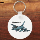 Porte-clés Caricature d'avion de chasse militaire (Recto)