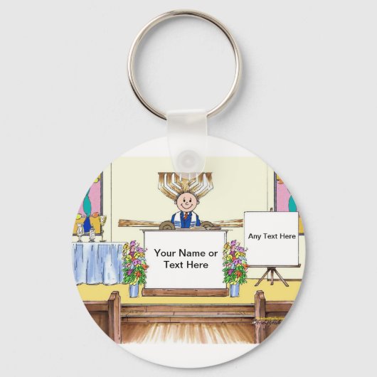 Porte-clés Caricature de Bar Mitzvah par PrintedPerfection.co (Recto)