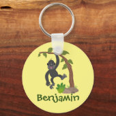 Porte-clés Caricature de bébé gorille joyeux (Recto)