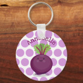 Porte-clés Caricature de betterave mignonne et violette (Recto)