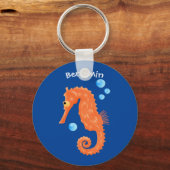 Porte-clés Caricature de bulles d'hippocampe orange (Recto)