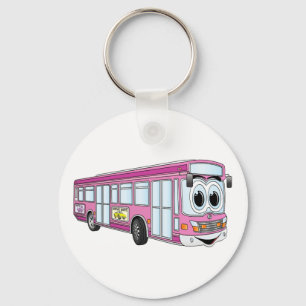 Porte-clés Caricature de bus de la ville rose