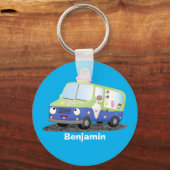 Porte-clés Caricature de camion de glace joli (Recto)