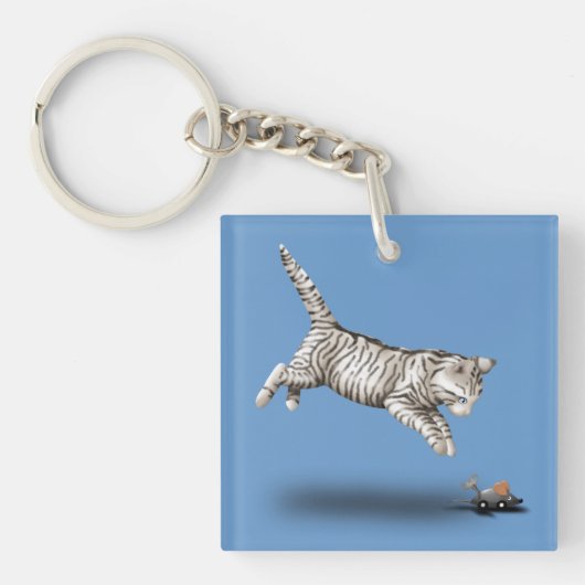 Porte-clés Caricature de chat et souris (Devant)