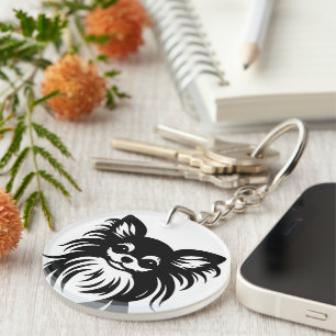 Porte-clés Caricature de Chihuahua aux cheveux longs mignons