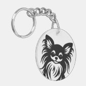 Porte-clés Caricature de Chihuahua aux cheveux longs mignons (Devant gauche)