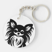 Porte-clés Caricature de Chihuahua aux cheveux longs mignons (Dos)