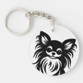 Porte-clés Caricature de Chihuahua aux cheveux longs mignons (Devant)