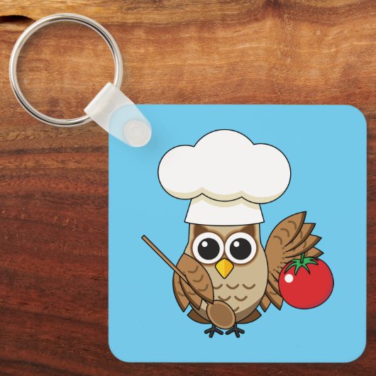 Porte-clés Caricature de Chouette à Cuisine mignonne (Recto)