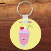 Porte-clés Caricature de crème glacée de fraise mignonne (Recto)