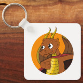 Porte-clés Caricature de dragon orange (Recto)