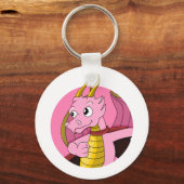 Porte-clés Caricature de dragon rose (Recto)
