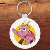 Porte-clés Caricature de dragon rose (Recto)