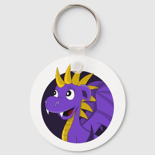 Porte-clés Caricature de dragon violet (Recto)