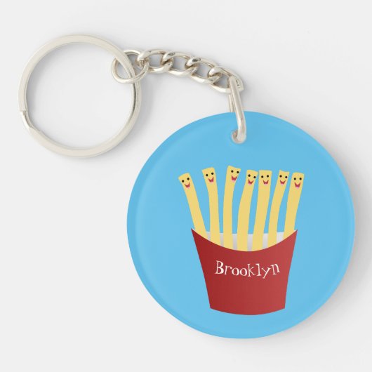 Porte-clés Caricature de frites Cute kawaii fast food (Devant)