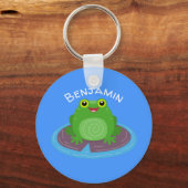 Porte-clés Caricature de grenouille verte mignonne (Recto)