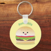 Porte-clés Caricature de hamburger kawaii joyeux (Recto)
