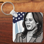 Porte-clés Caricature de Kamala Harris Political (Recto)