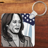 Porte-clés Caricature de Kamala Harris Political (Verso)