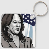 Porte-clés Caricature de Kamala Harris Political (Dos)