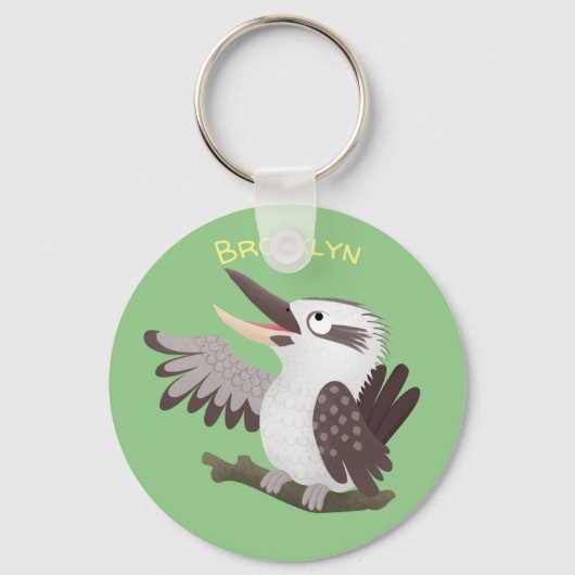 Porte-clés Caricature de kookaburra drôle et drôle (Recto)