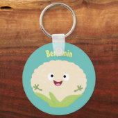 Porte-clés Caricature de légume de chou-fleur joyeux (Recto)