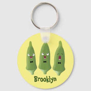Porte-clés Caricature de légumes de l'okra chantante mignonne