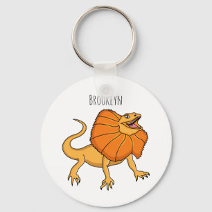 Porte-clés Caricature de lézard à col frisé orange