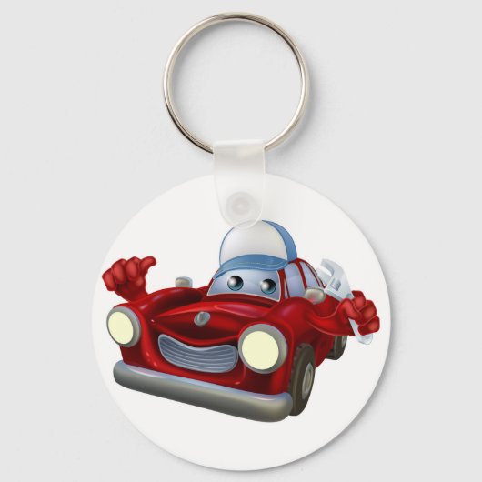 Porte-clés Caricature de mécanicien automobile (Recto)