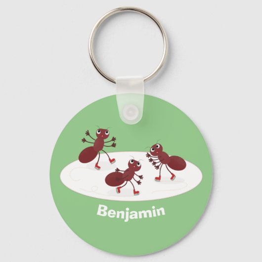 Porte-clés Caricature de patinage sur glace de Happy red four (Recto)