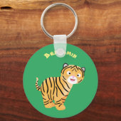 Porte-clés Caricature de petit tigre joyeux (Recto)