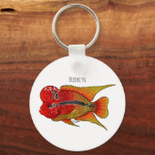 Porte-clés Caricature de poisson cichlide à fleur (Recto)
