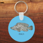 Porte-clés Caricature de poissons de mérou à bosse (Recto)