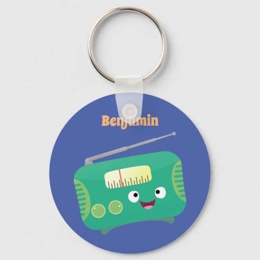 Porte-clés Caricature de radio rétro amusante (Recto)