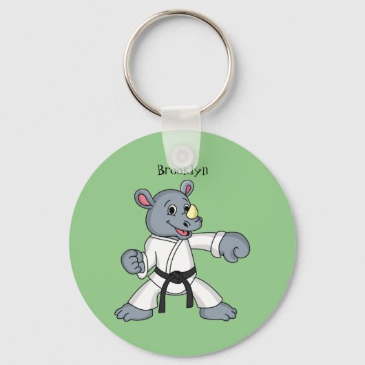 Porte-clés Caricature de rhino kung fu (Recto)