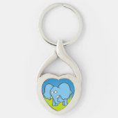 Porte-clés Caricature d'éléphant bleu (Devant)