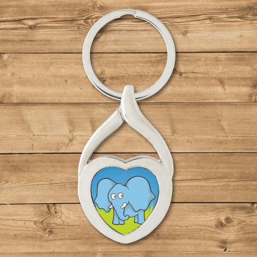 Porte-clés Caricature d'éléphant bleu