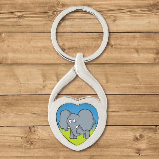 Porte-clés Caricature d'éléphant gris
