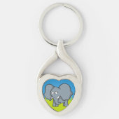 Porte-clés Caricature d'éléphant gris (Devant)