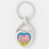 Porte-clés Caricature d'éléphant rose (Devant)