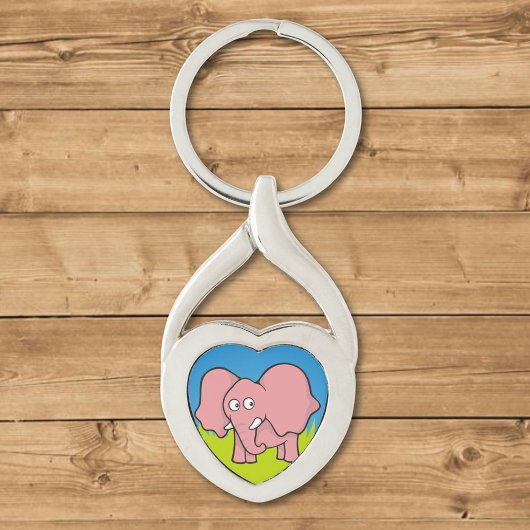 Porte-clés Caricature d'éléphant rose